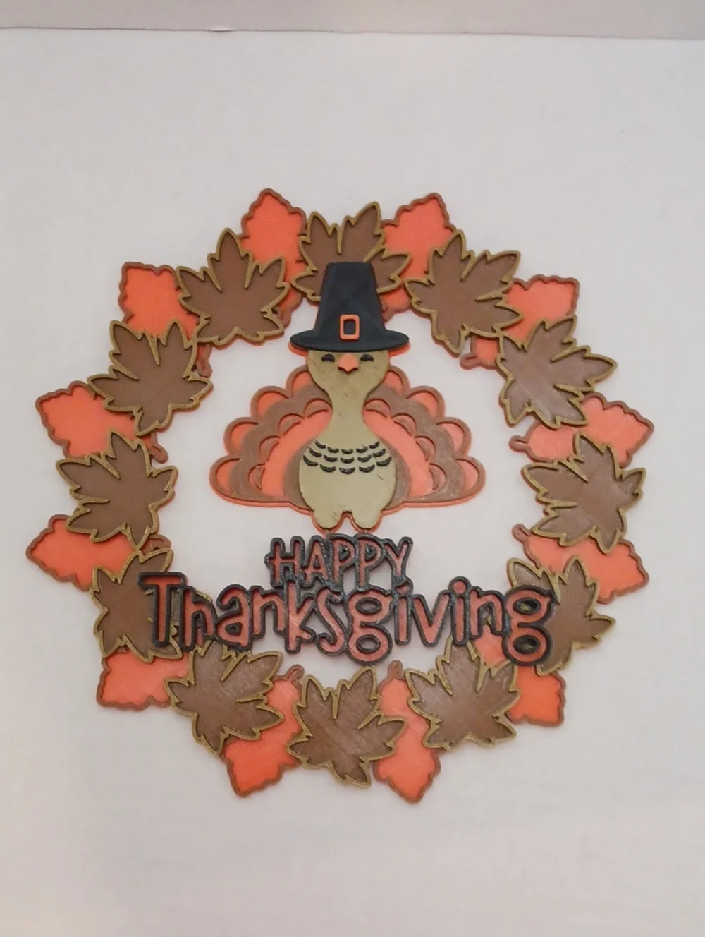 Thanksgiving Turkey Wreath Wall Decor - Orange/Brown
